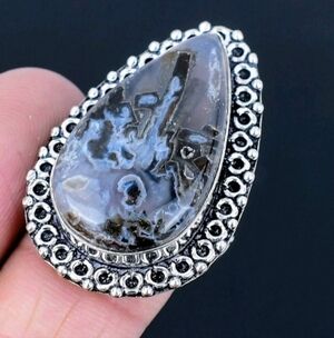Tube Agate Gemstone 925 Sterling Silver Handmade Ring